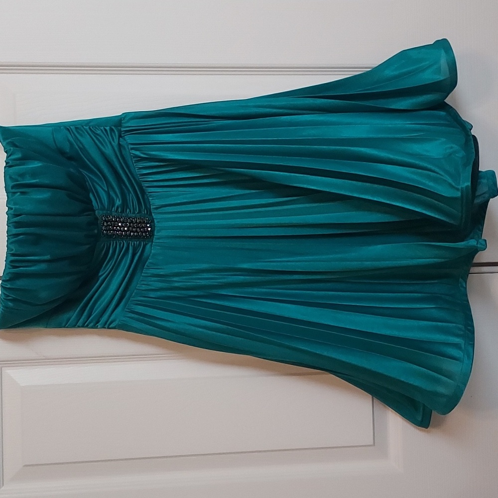 As U Wish  cocktail dress emerald green, strapless , beaded waist size Medium